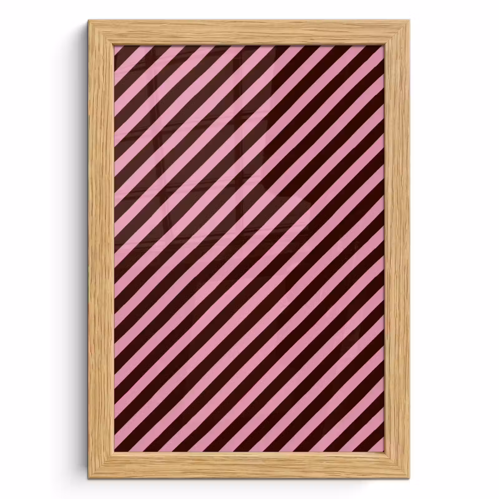 Poster met lijst - Strepen - Roze - Bruin — 1