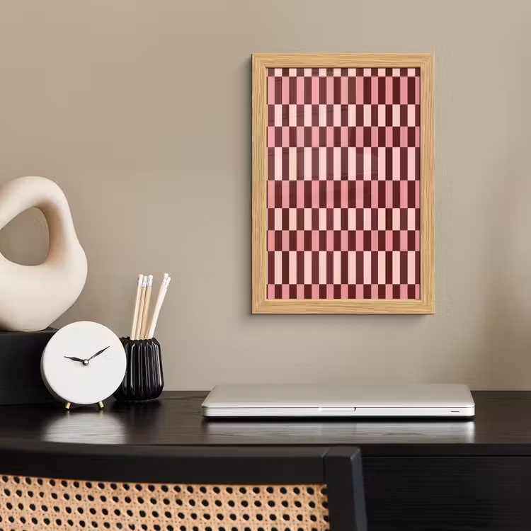 Poster met lijst - Roze - Rood - Blokjes — 2