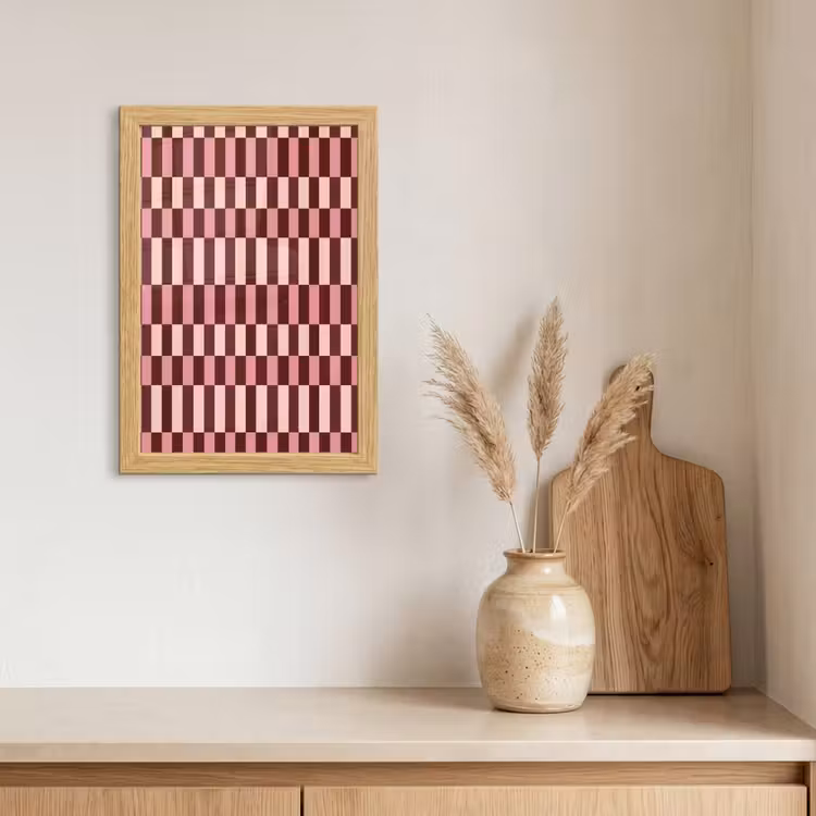 Poster met lijst - Roze - Rood - Blokjes — 3