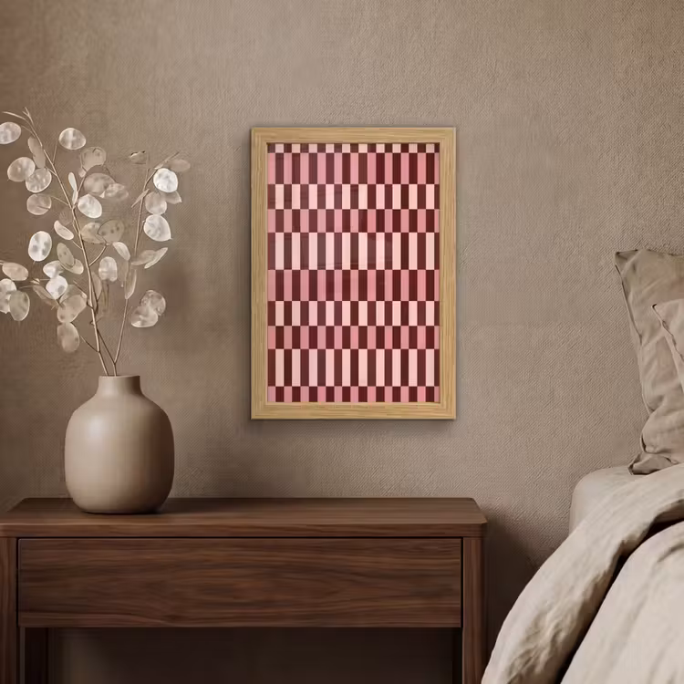 Poster met lijst - Roze - Rood - Blokjes — 4