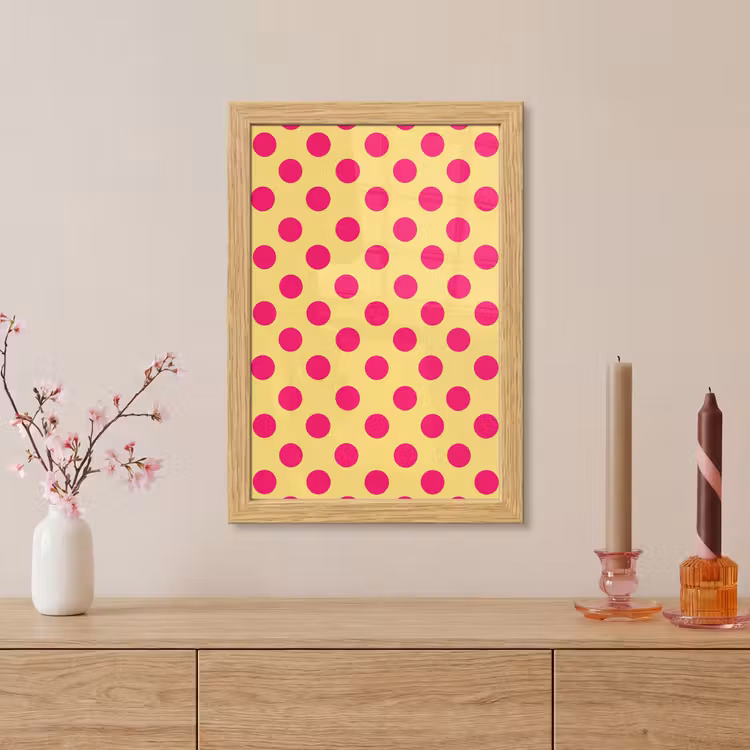 Poster met lijst - Roze - Stippen - Geel — 5