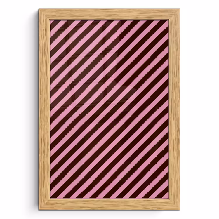 Poster met lijst - Strepen - Roze - Bruin — 1