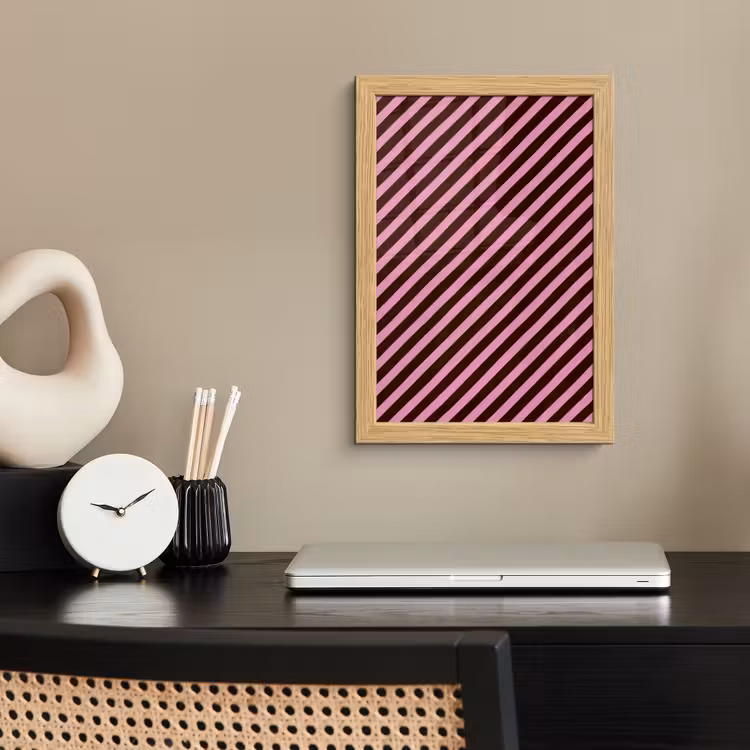 Poster met lijst - Strepen - Roze - Bruin — 2