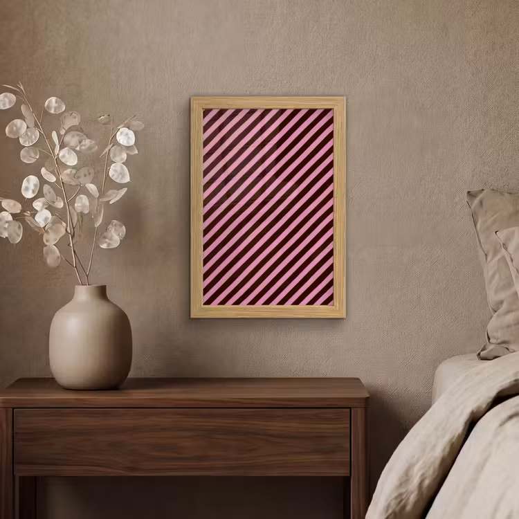 Poster met lijst - Strepen - Roze - Bruin — 4