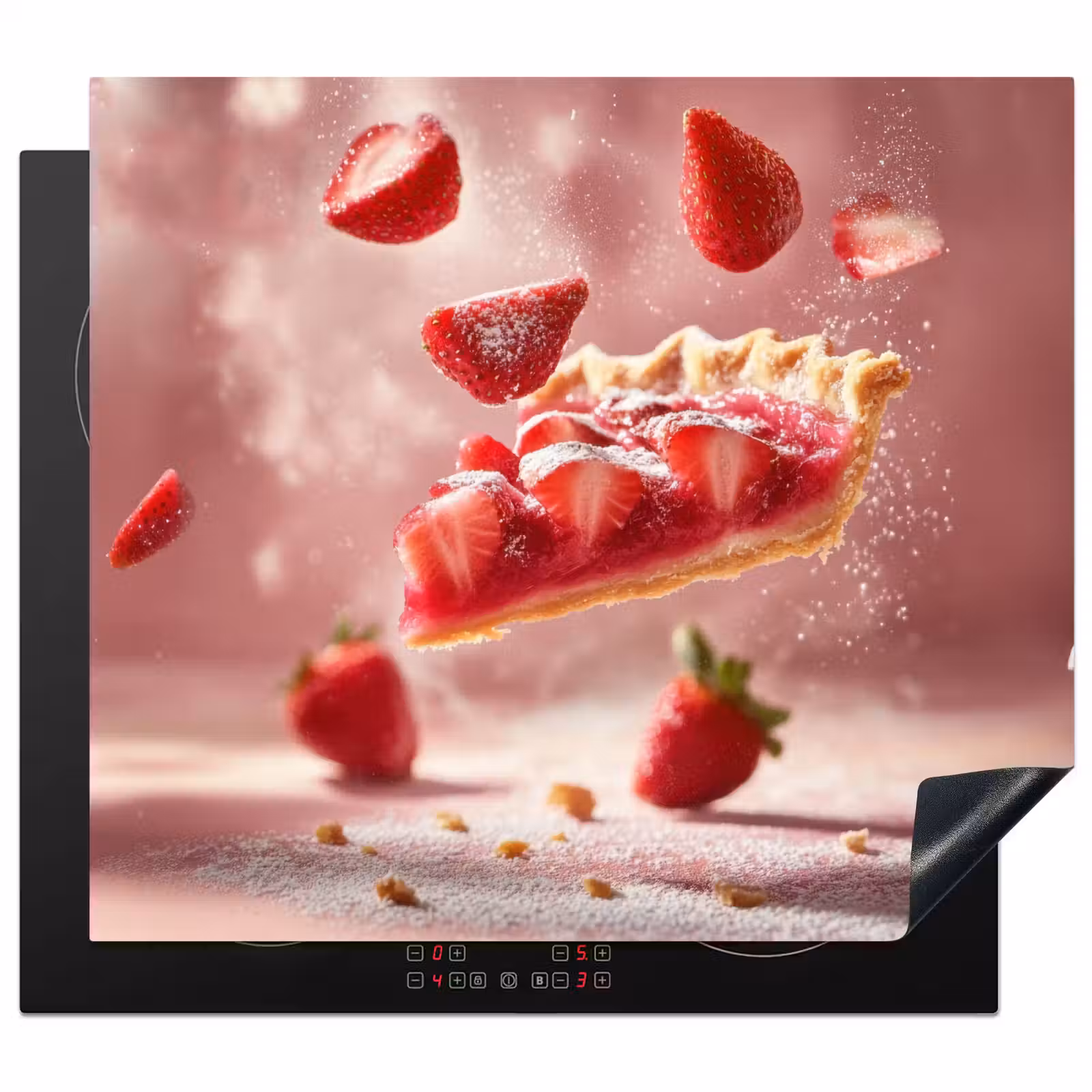 Inductie beschermer - Aardbei - Taart- Eten - Roze — 1