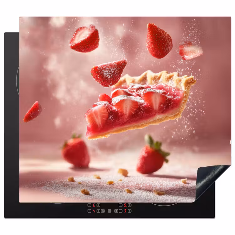 Inductie beschermer - Aardbei - Taart- Eten - Roze — 1