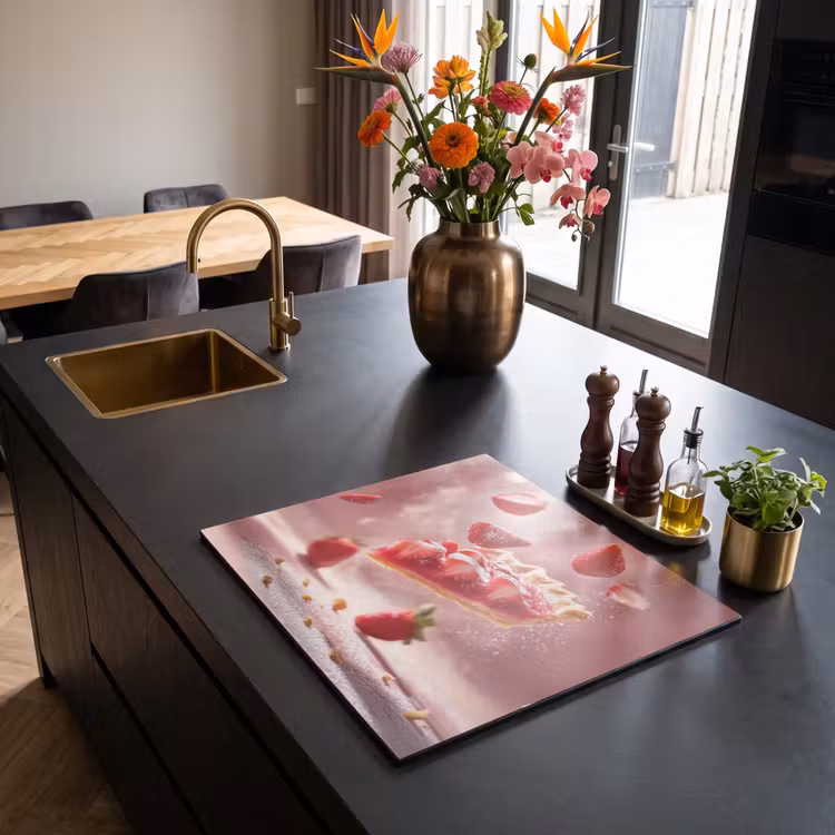 Inductie beschermer - Aardbei - Taart- Eten - Roze — 2