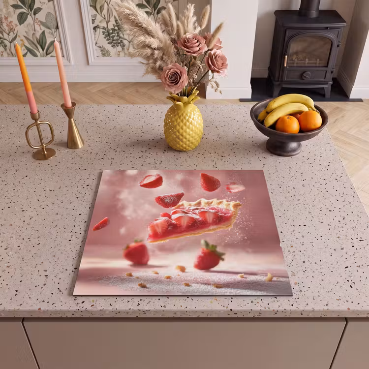 Inductie beschermer - Aardbei - Taart- Eten - Roze — 3
