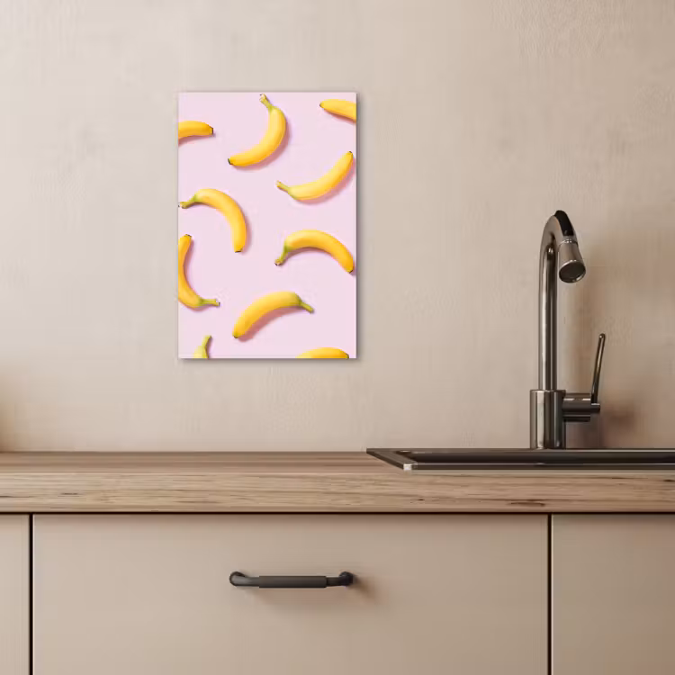 Canvas schilderij - Gele Curve op Roze — 3