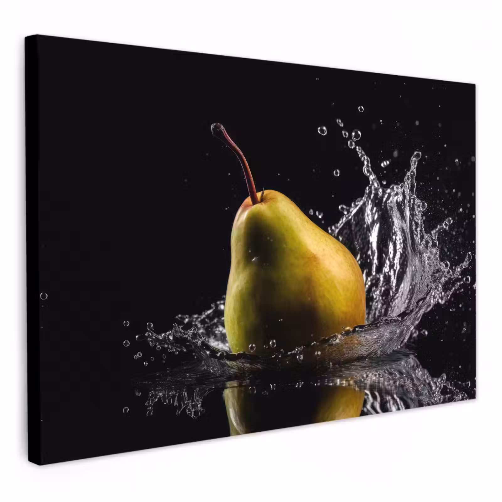 Canvas schilderij - Peer - Fruit - Water - Zwart — 1