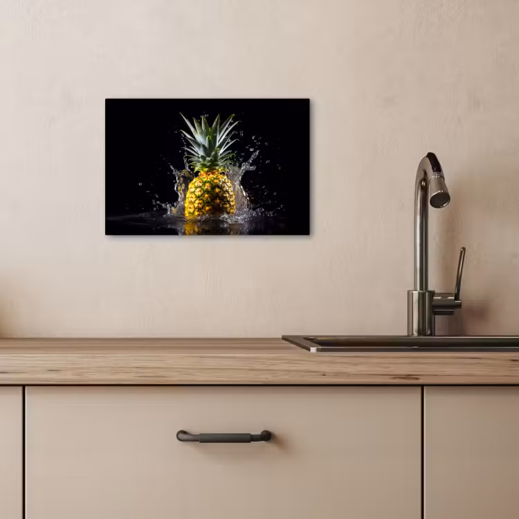 Canvas schilderij - Ananas - Fruit - Water - Planten - Zwart — 5
