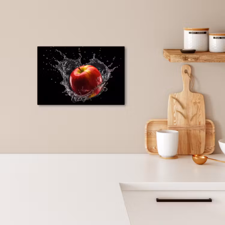 Canvas schilderij - Appel - Rood - Water - Zwart - Fruit — 3