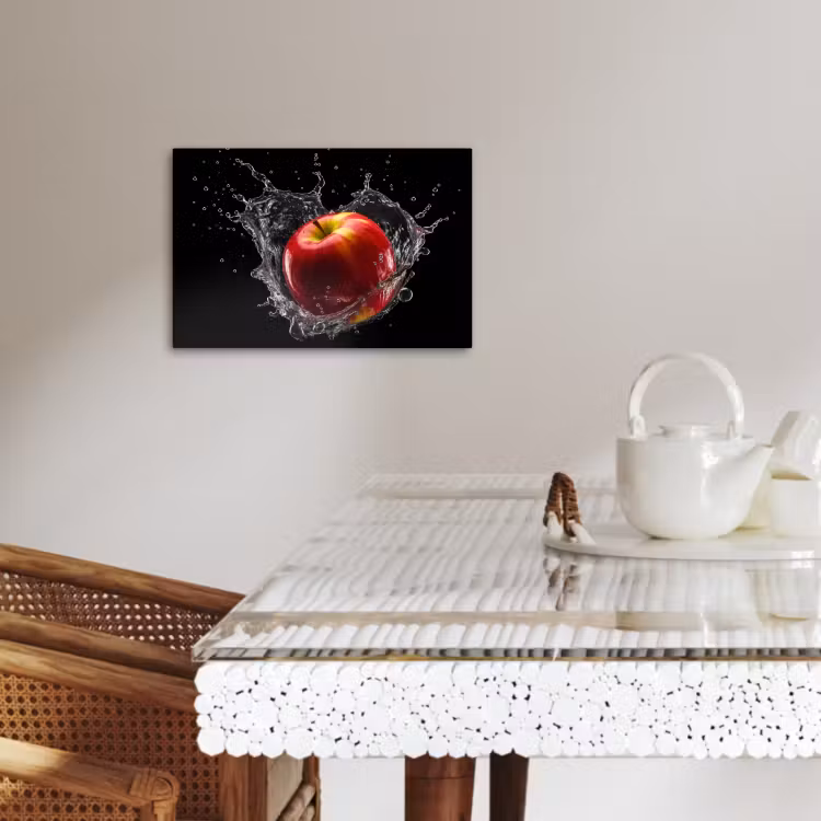 Canvas schilderij - Appel - Rood - Water - Zwart - Fruit — 5