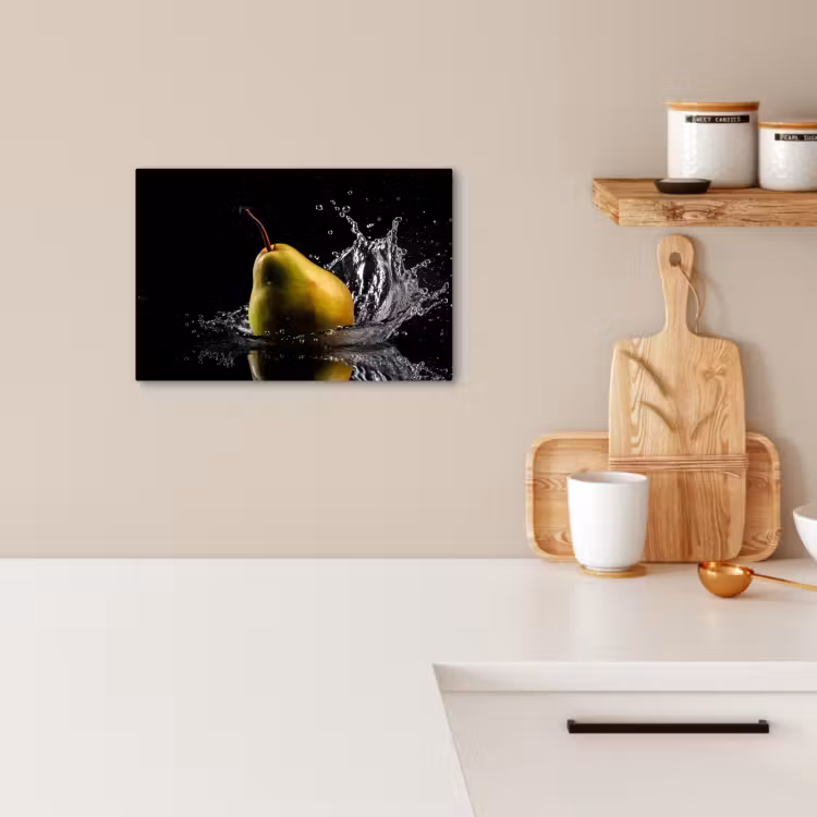 Canvas schilderij - Peer - Fruit - Water - Zwart — 3
