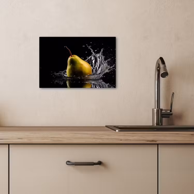 Canvas schilderij - Peer - Fruit - Water - Zwart — 4
