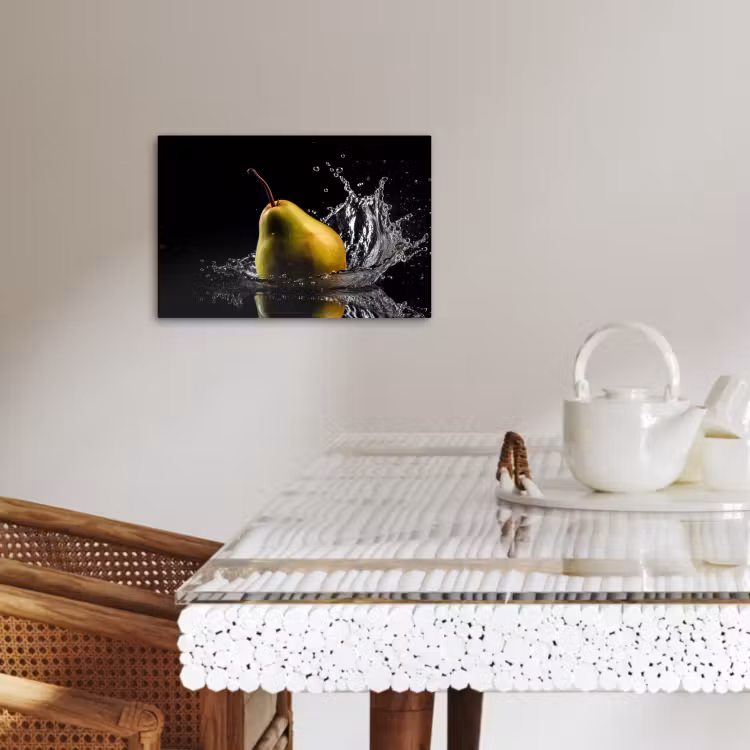 Canvas schilderij - Peer - Fruit - Water - Zwart — 5