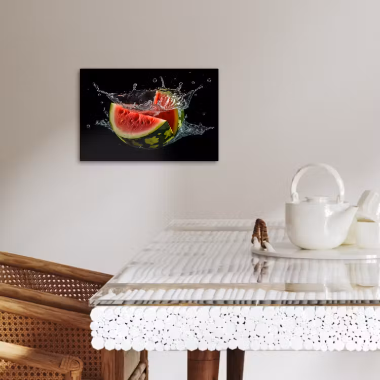 Canvas schilderij - Watermeloen - Zwart - Water - Fruit - Meloen — 4