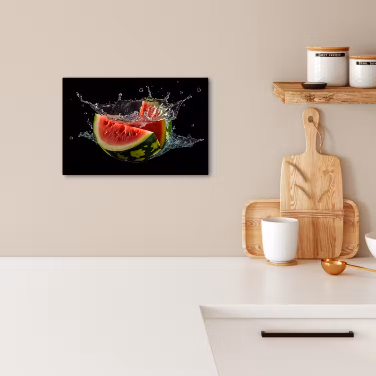 Canvas schilderij - Watermeloen - Zwart - Water - Fruit - Meloen — 5