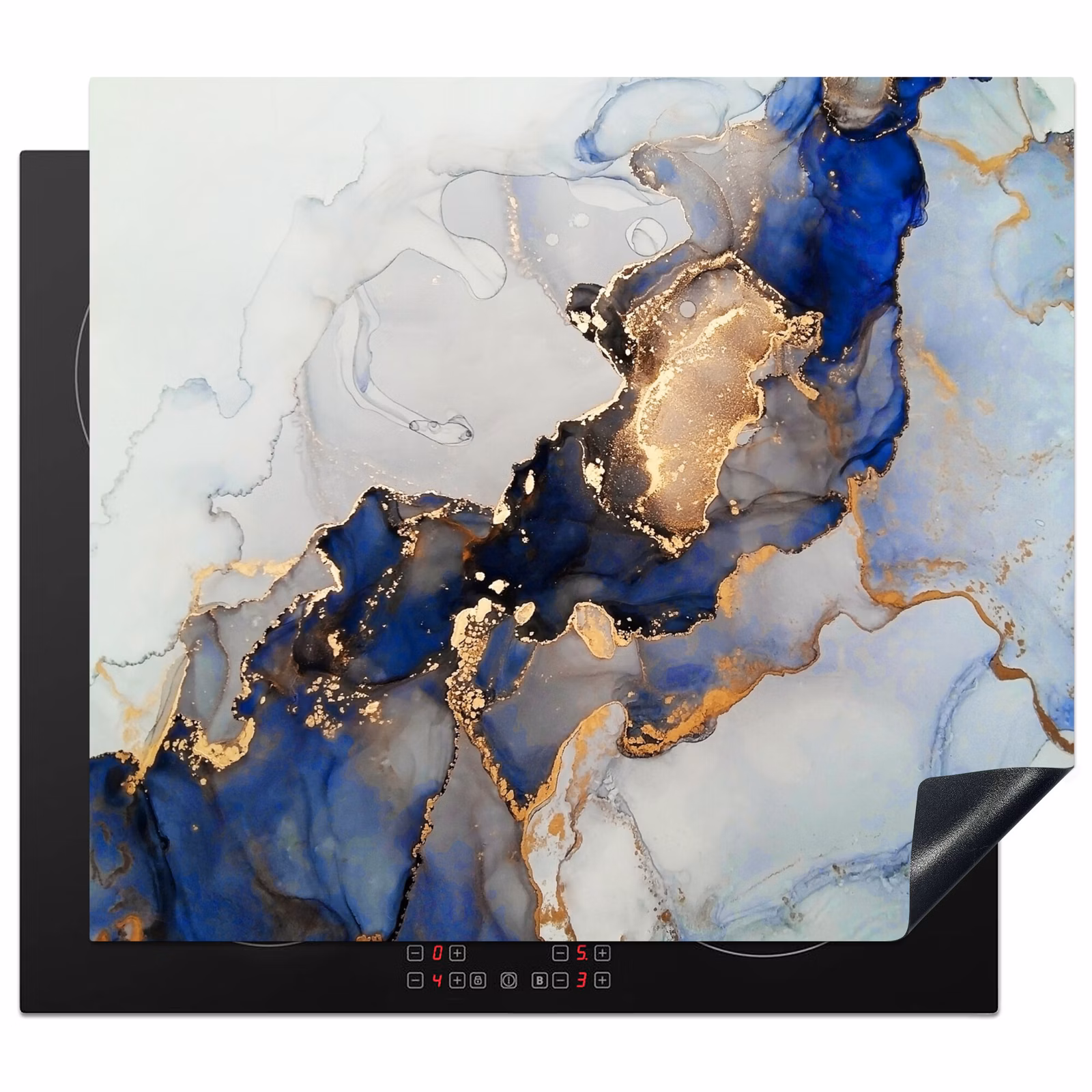 Inductie beschermer - Blauwe Dromen en Gouden Aders — 1