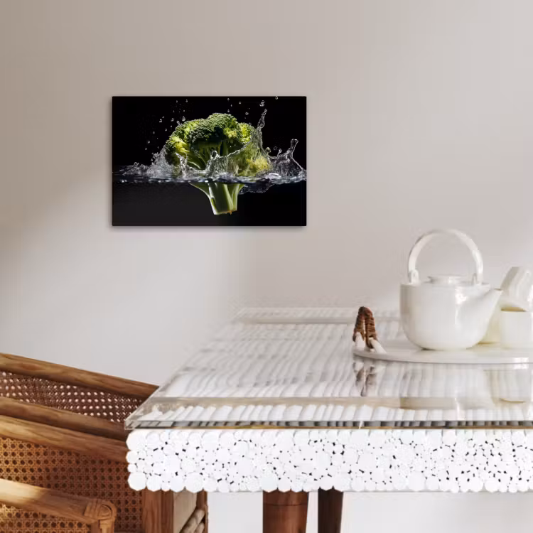 Canvas schilderij - Broccoli - Groen - Water - Zwart — 5