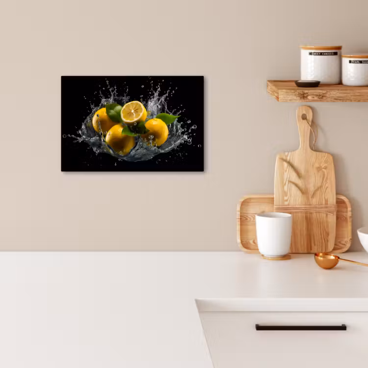 Canvas schilderij - Citroen - Fruit - Geel - Zwart — 3