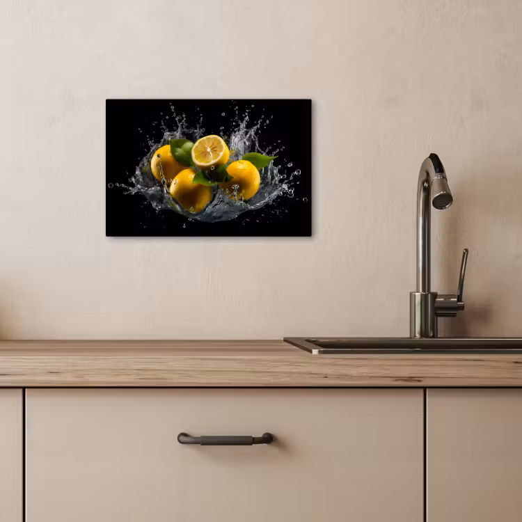 Canvas schilderij - Citroen - Fruit - Geel - Zwart — 4