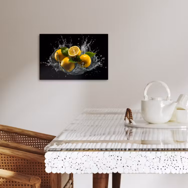 Canvas schilderij - Citroen - Fruit - Geel - Zwart — 5