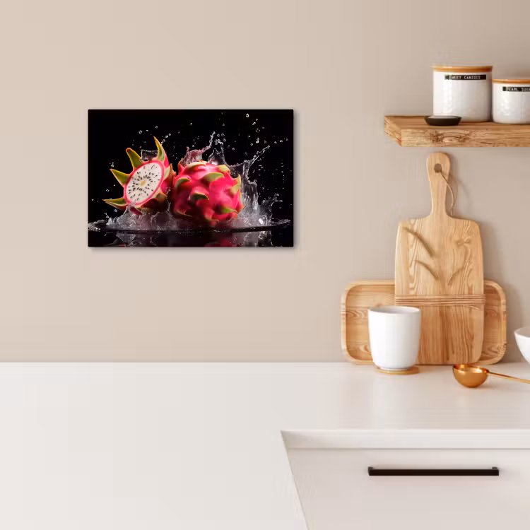 Canvas schilderij - Drakenfruit - Zwart - Water - Vrucht - Fruit — 3