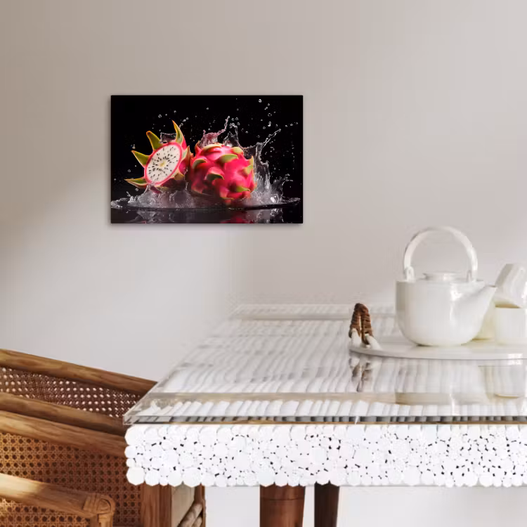 Canvas schilderij - Drakenfruit - Zwart - Water - Vrucht - Fruit — 4
