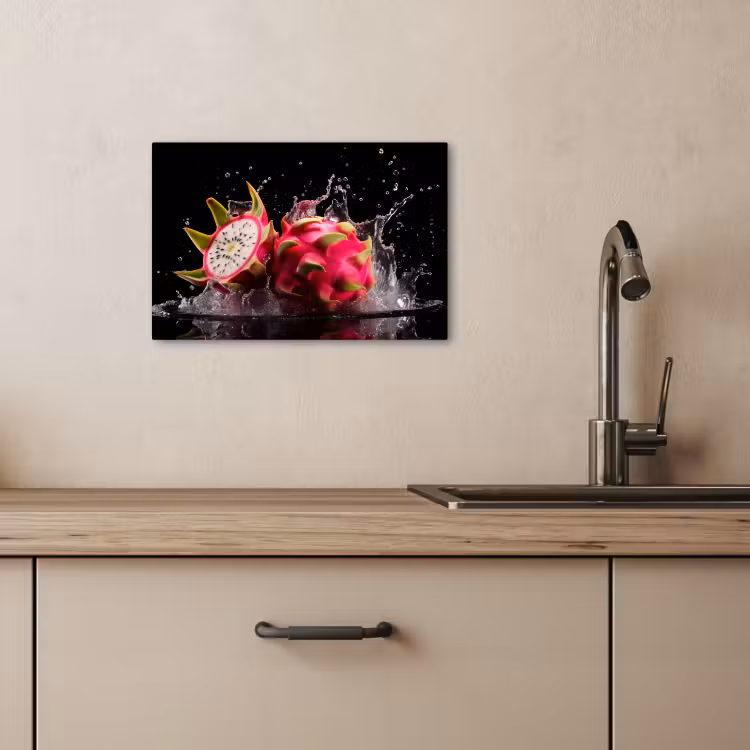 Canvas schilderij - Drakenfruit - Zwart - Water - Vrucht - Fruit — 5