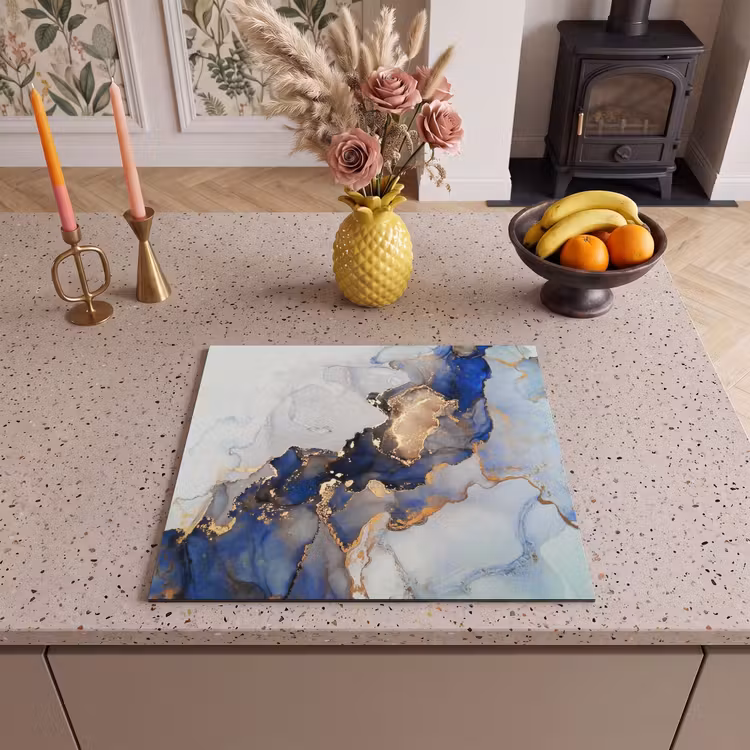 Inductie beschermer - Blauwe Dromen en Gouden Aders — 3