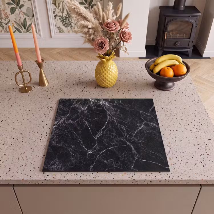 Inductie beschermer - Bliksemschicht door Zwart Marmer — 3