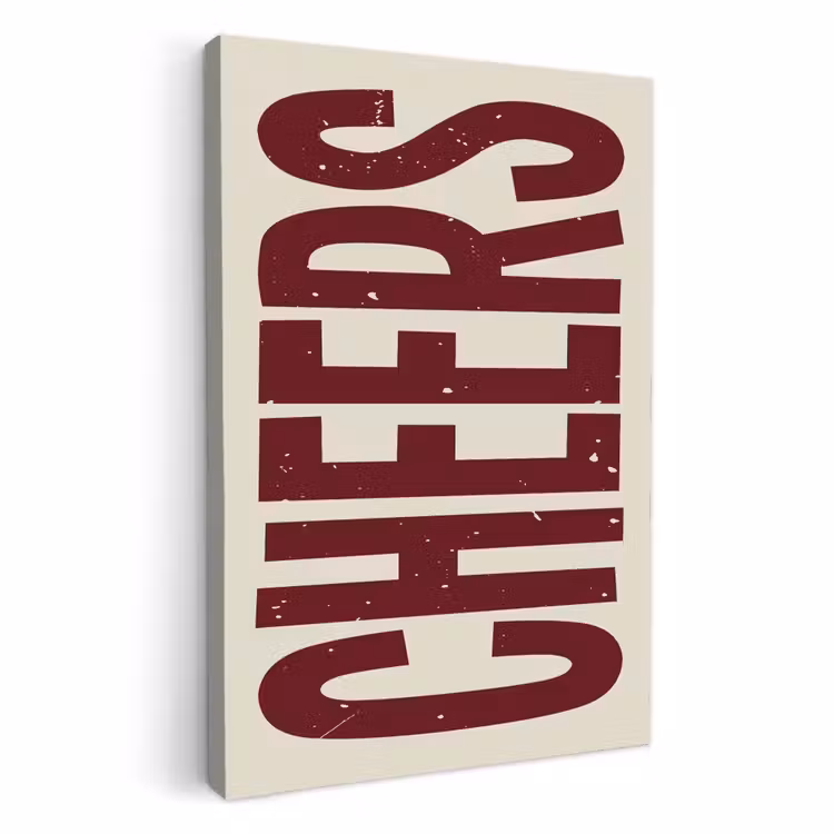 Canvas schilderij - Red - Cheers - Decoratie - Beige — 1