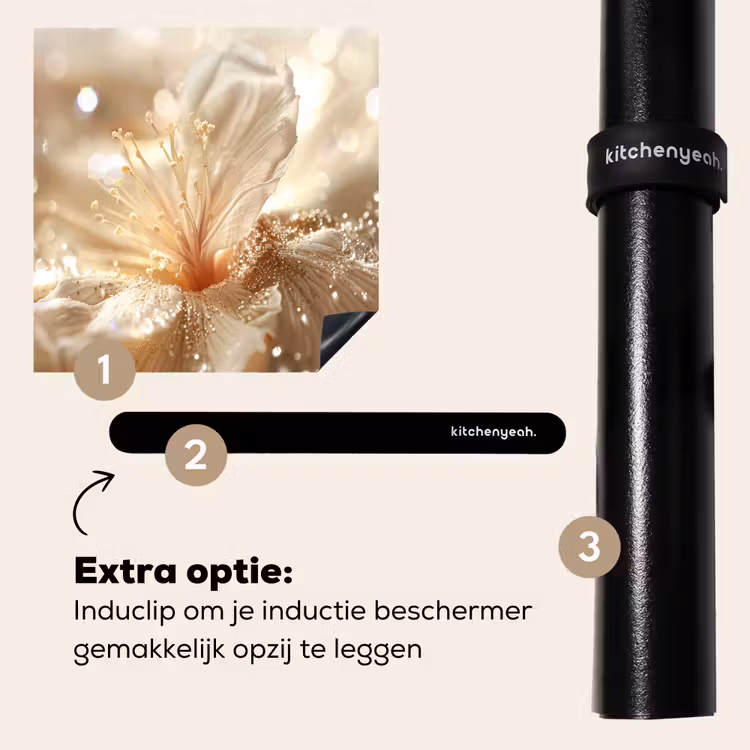 Inductie beschermer - Bloem - Wit - Glitter - Goud - Modern — 8
