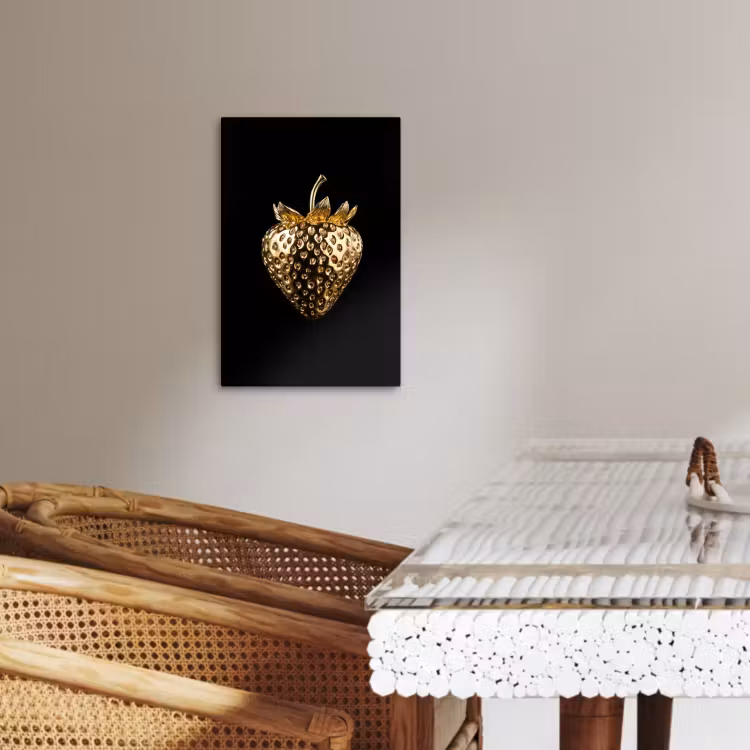 Canvas schilderij - Aardbei - Goud - Zwart - Chrome — 5
