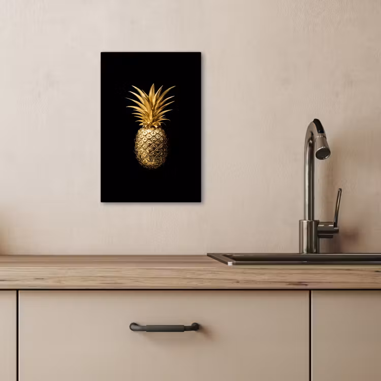 Canvas schilderij - Ananas - Zwart - Goud - Luxe — 2