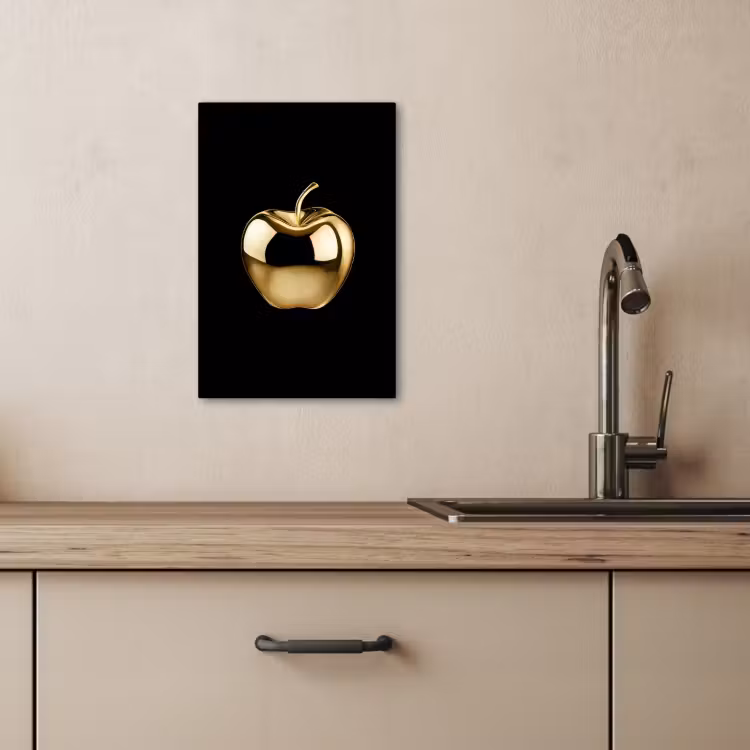 Canvas schilderij - Appel - Goud - Chrome - Zwart — 4
