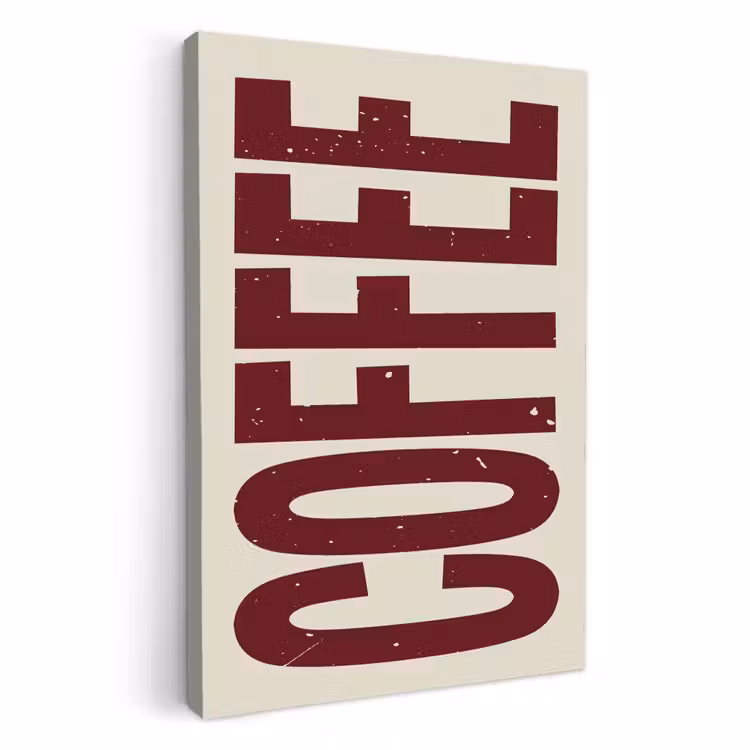 Canvas schilderij - Koffie -Japandi - Rood - Vintage — 1
