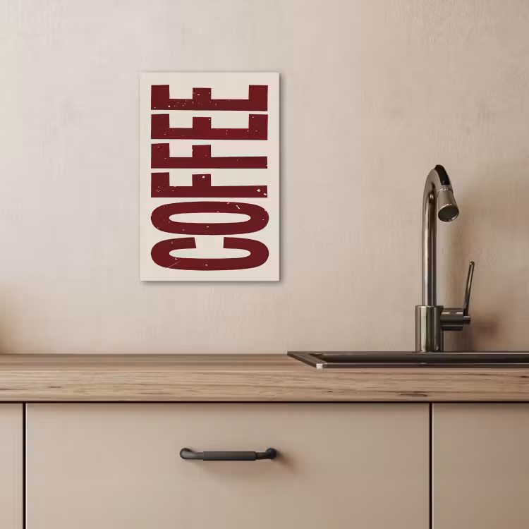 Canvas schilderij - Koffie -Japandi - Rood - Vintage — 3