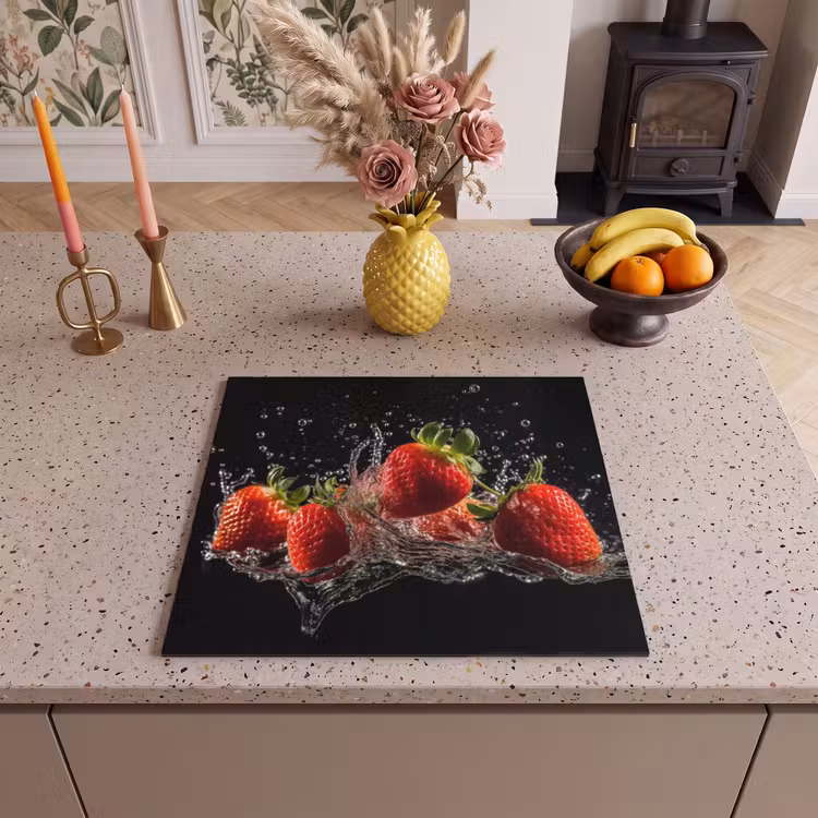 Inductie beschermer - Aardbeien - Fruit - Rood - Water - Zwart — 3