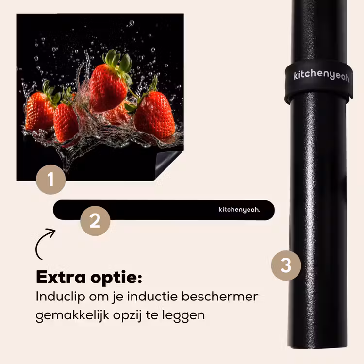 Inductie beschermer - Aardbeien - Fruit - Rood - Water - Zwart — 8