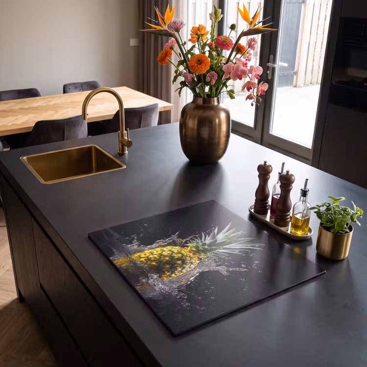 Inductie beschermer - Ananas - Fruit - Water - Planten - Zwart — 2