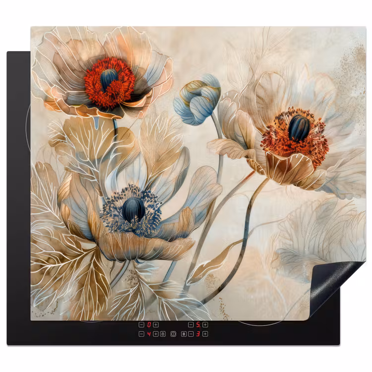 Inductie beschermer - Bloemen - Beige - Modern - Illustratie — 1