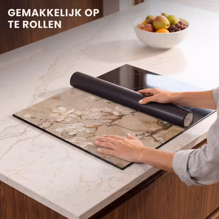 Inductie beschermer - Bloemen - Modern - Beige - Wit - Bloesem — 7