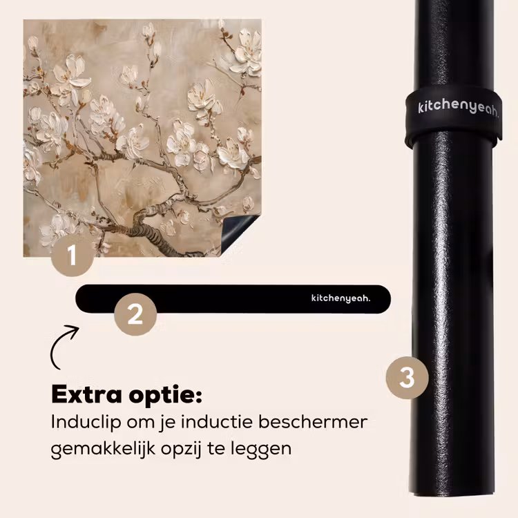 Inductie beschermer - Bloemen - Modern - Beige - Wit - Bloesem — 8