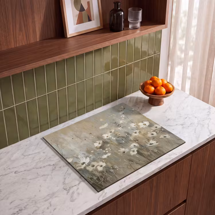 Inductie beschermer - Bloemen - Wit - Natuur - Grijs - Modern — 4