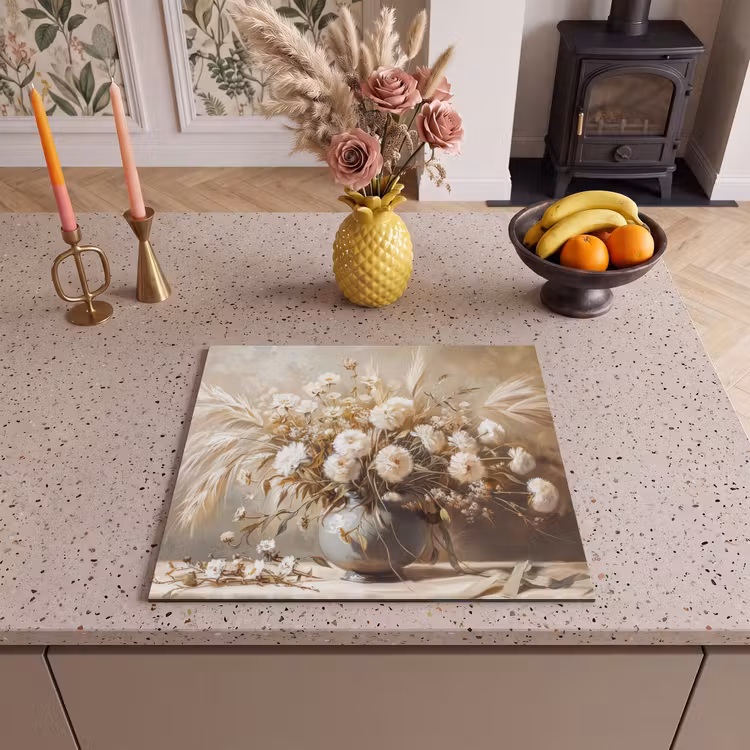 Inductie beschermer - Bloemen - Vaas - Stilleven - Beige — 3