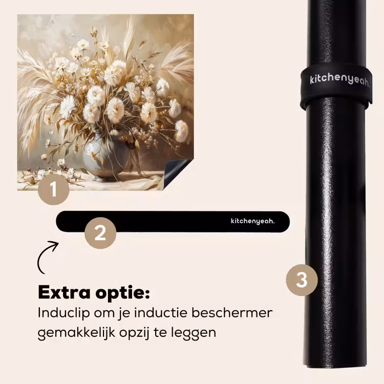 Inductie beschermer - Bloemen - Vaas - Stilleven - Beige — 8