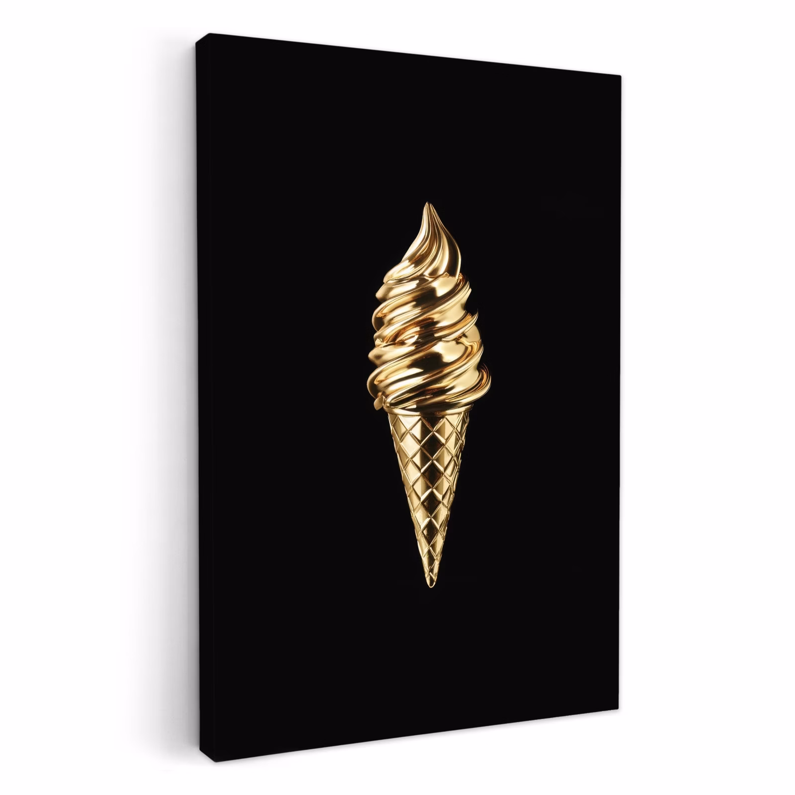 Canvas schilderij - Ijs - Goud - Zwart - Eten — 1