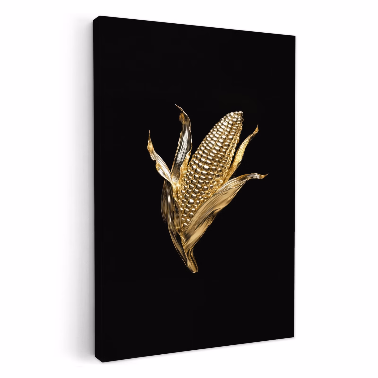 Canvas schilderij - Mais - Eten - Goud - Zwart — 1